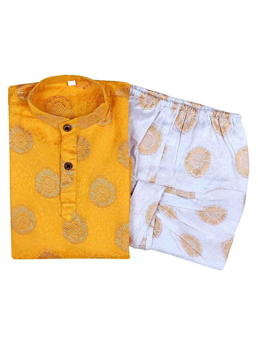 yellow printed dhoti kurta set - 18244905 - Standard Image - 3