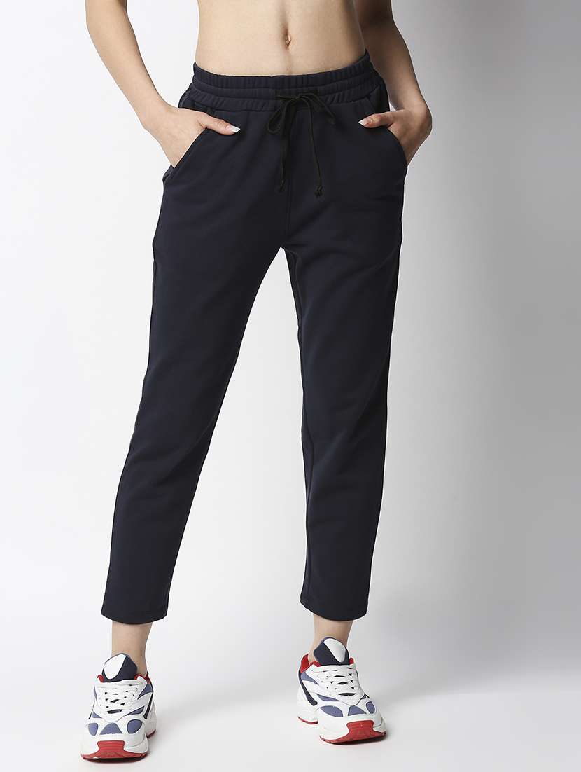 solid flat front cigarette pants