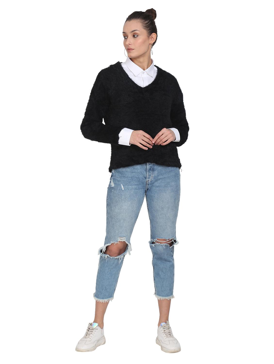 v-neck solid pullover - 18246485 - Standard Image - 3