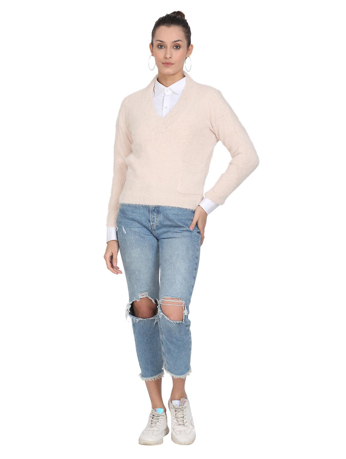 v-neck solid pullover - 18246487 - Standard Image - 3