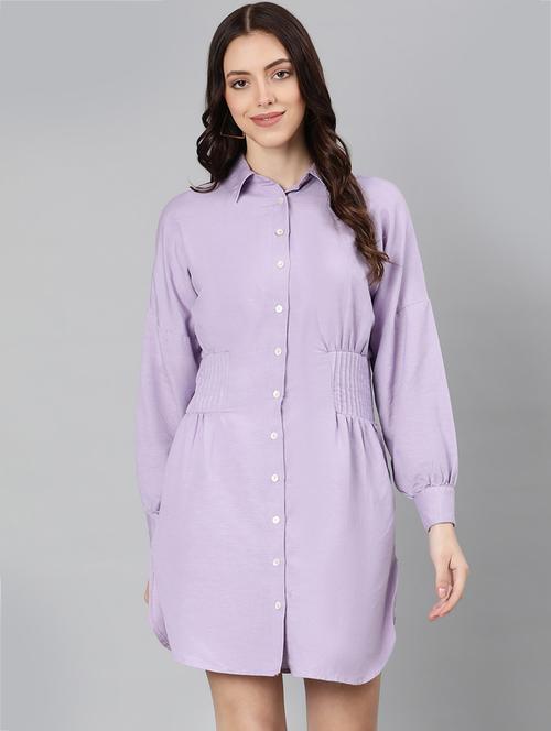 long sleeved solid shirt dress - 18246529 -  Standard Image - 0