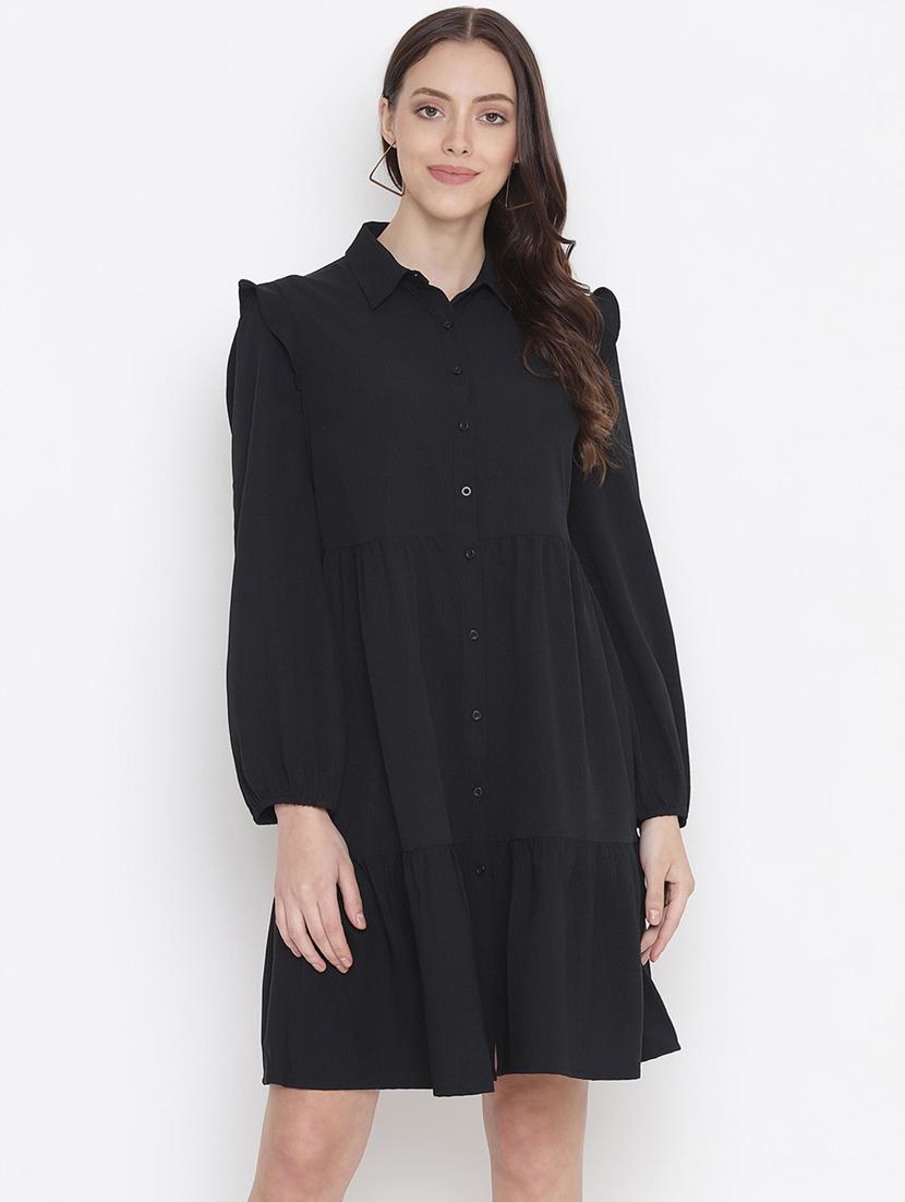 long sleeved solid shirt dress - 18246532 - Zoom Image - 0