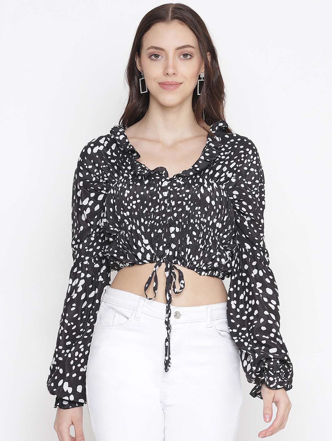 women's crop v neck top - 18246554 - Zoom Image - 0