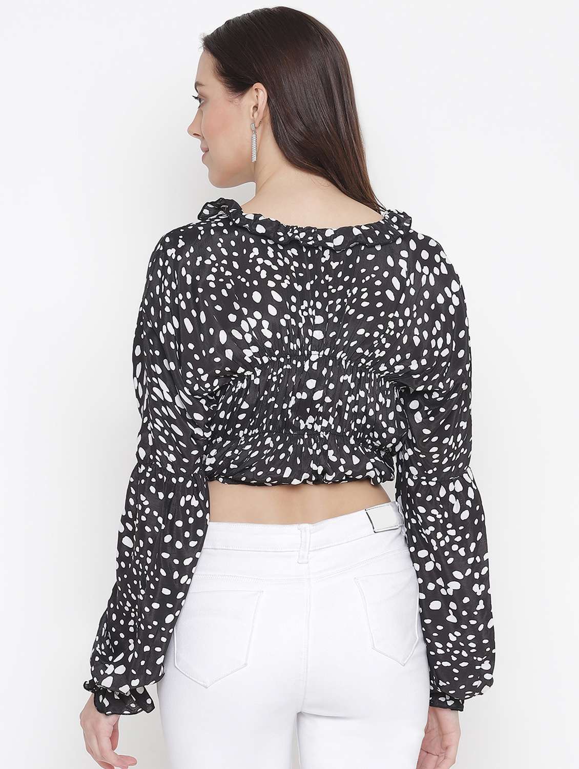 women's crop v neck top - 18246554 - Standard Image - 3