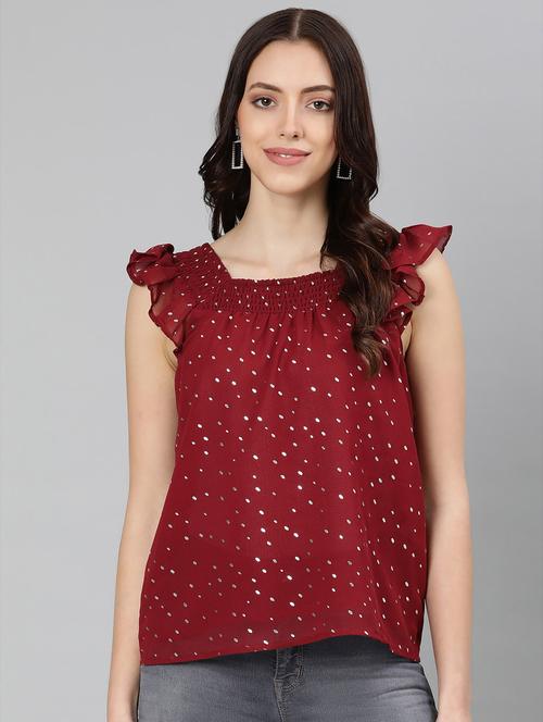 women's ruffle square neck top - 18246564 - Standard Image - 0