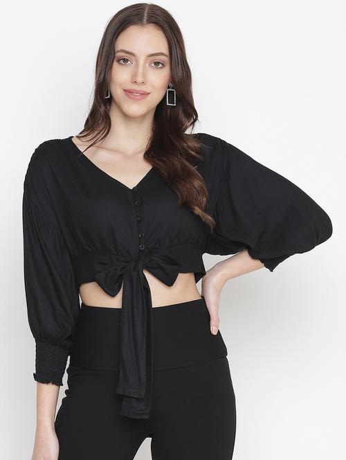 women's blouson v neck top - 18246589 - Standard Image - 0