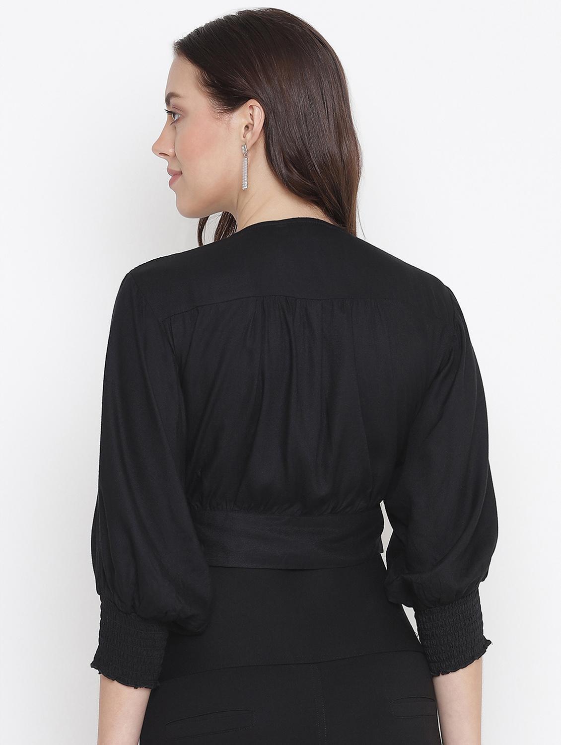 women's blouson v neck top - 18246589 - Standard Image - 3