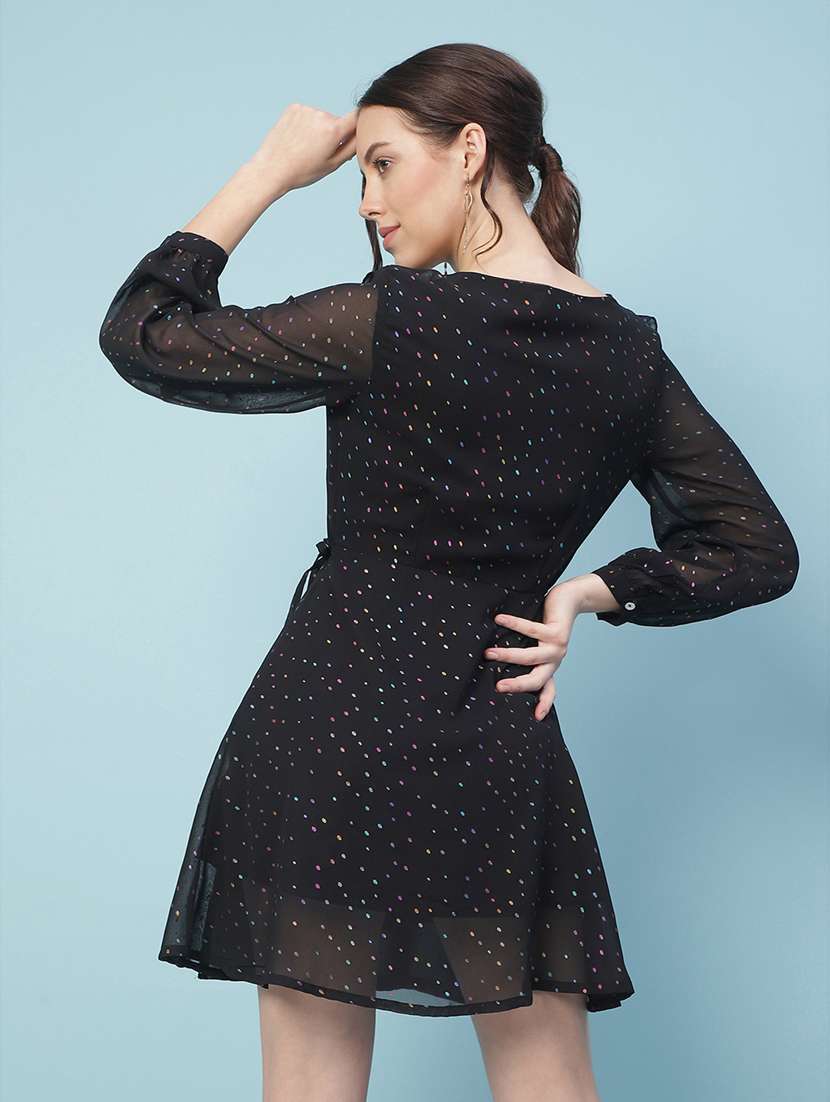 black polka dots wrap dress - 18246597 -  Standard Image - 3