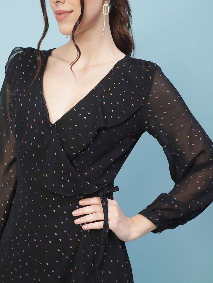 black polka dots wrap dress - 18246597 -  Standard Image - 5