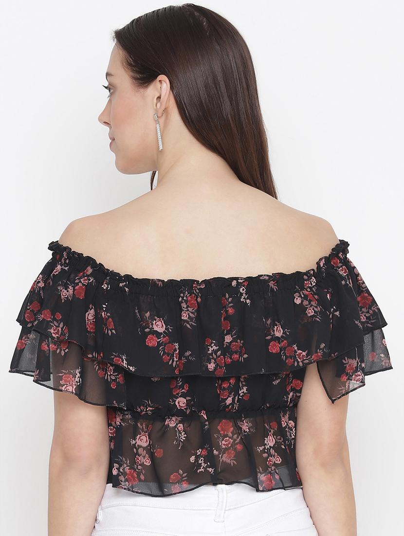off shoulder floral crop top - 18246600 - Standard Image - 3