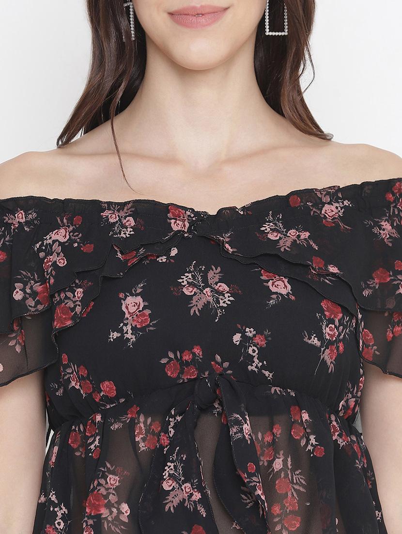 off shoulder floral crop top - 18246600 - Standard Image - 5