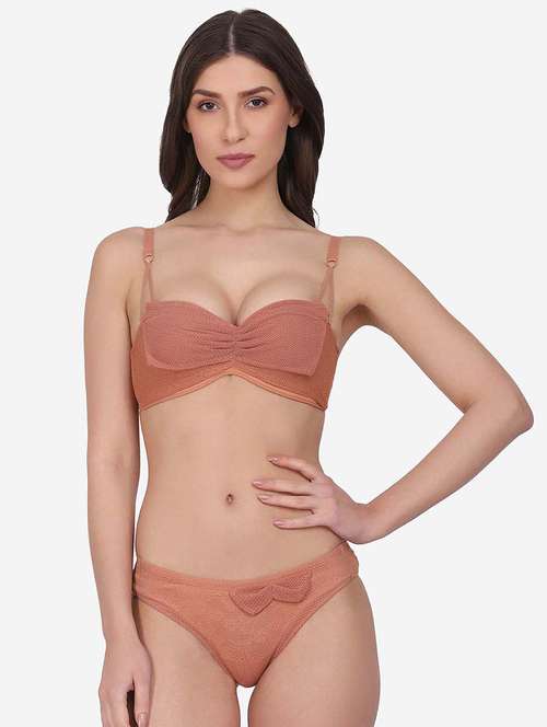 brown lace bras and panty set - 18247931 -  Standard Image - 0