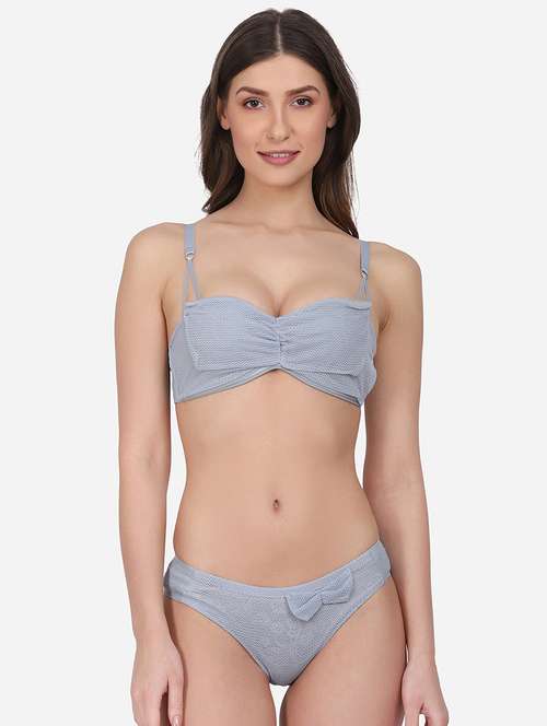 grey lace bras and panty set - 18247932 - Standard Image - 0