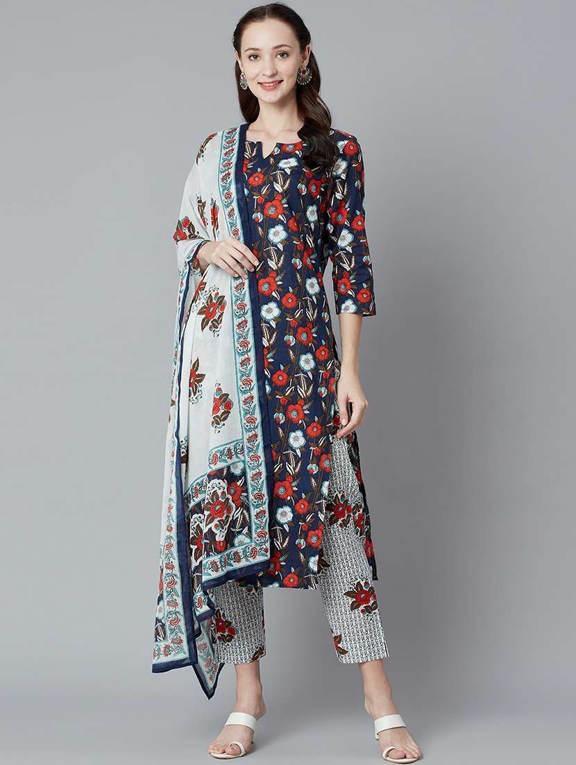 multi colored cotton kurta pant  set - 18248267 -  Zoom Image - 0