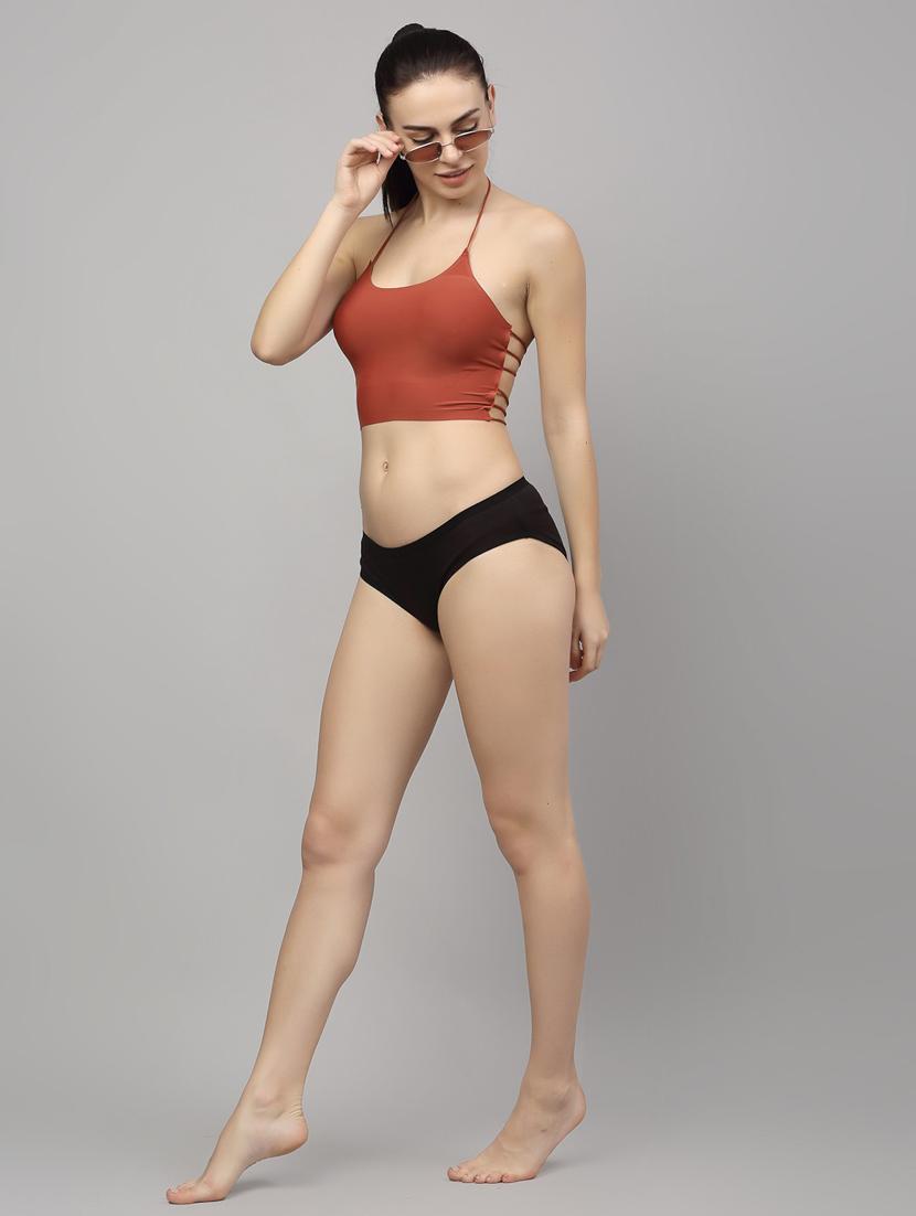 orange solid bralette bra - 18248434 - Standard Image - 3