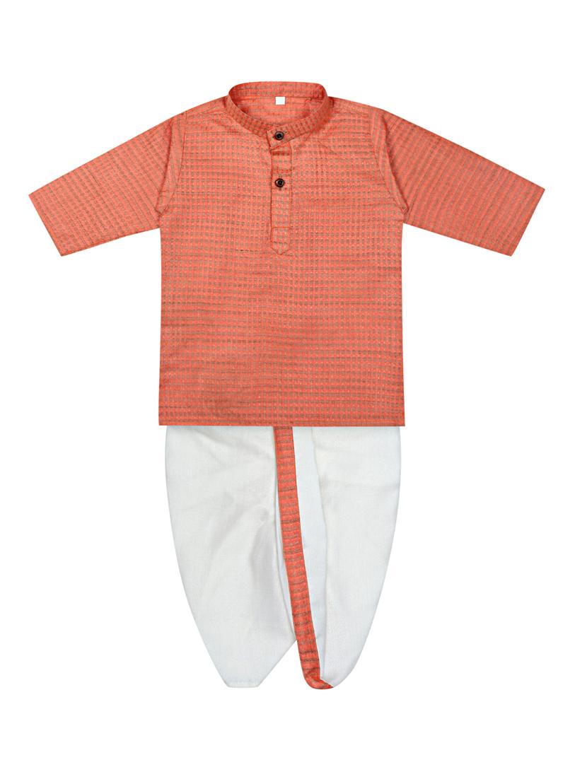 orange dhoti kurta set - 18248519 - Zoom Image - 0