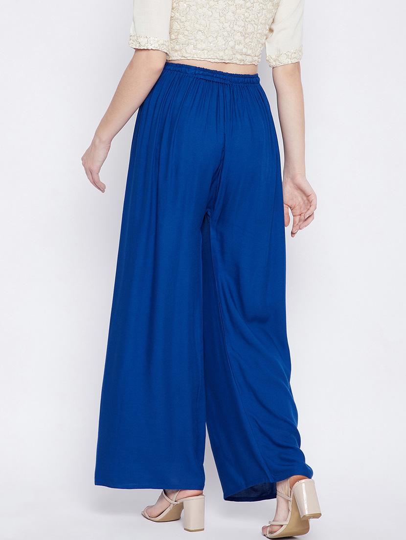 solid rayon flared palazzo - 18249325 - Standard Image - 3