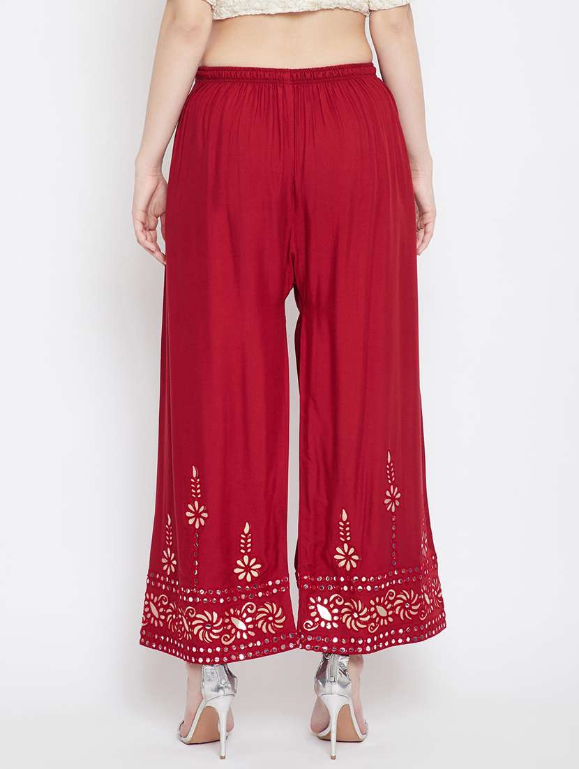 red rayon palazzos - 18249364 -  Standard Image - 3