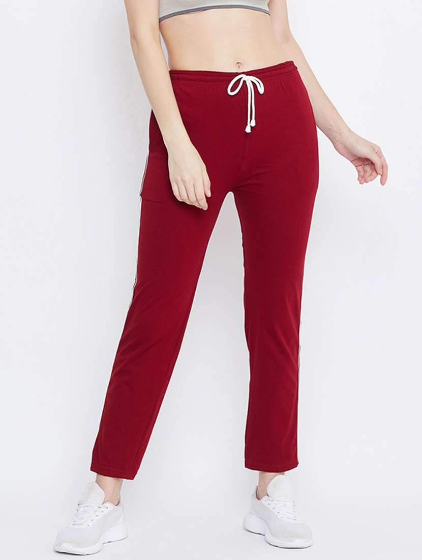 red hosiery solid track pant
