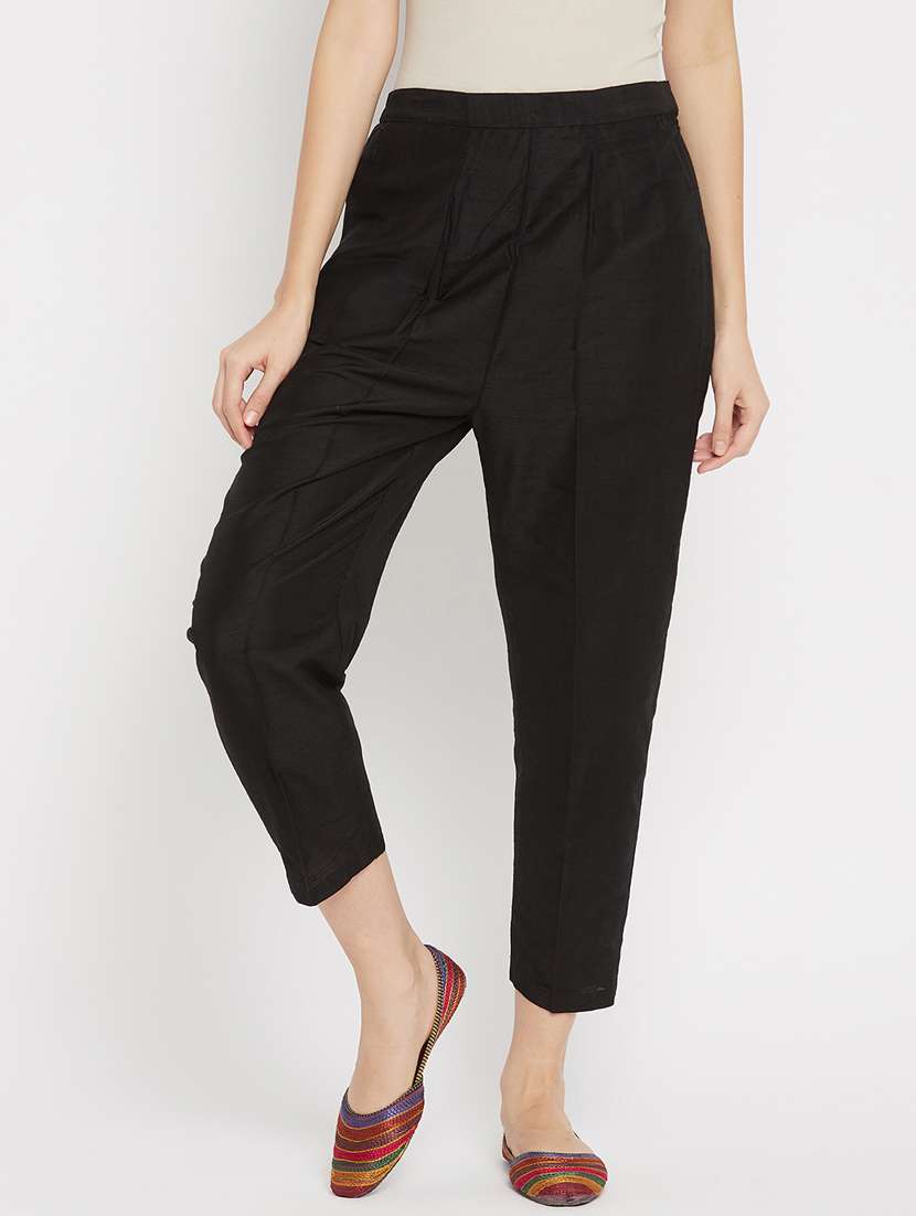 solid flat front trouser