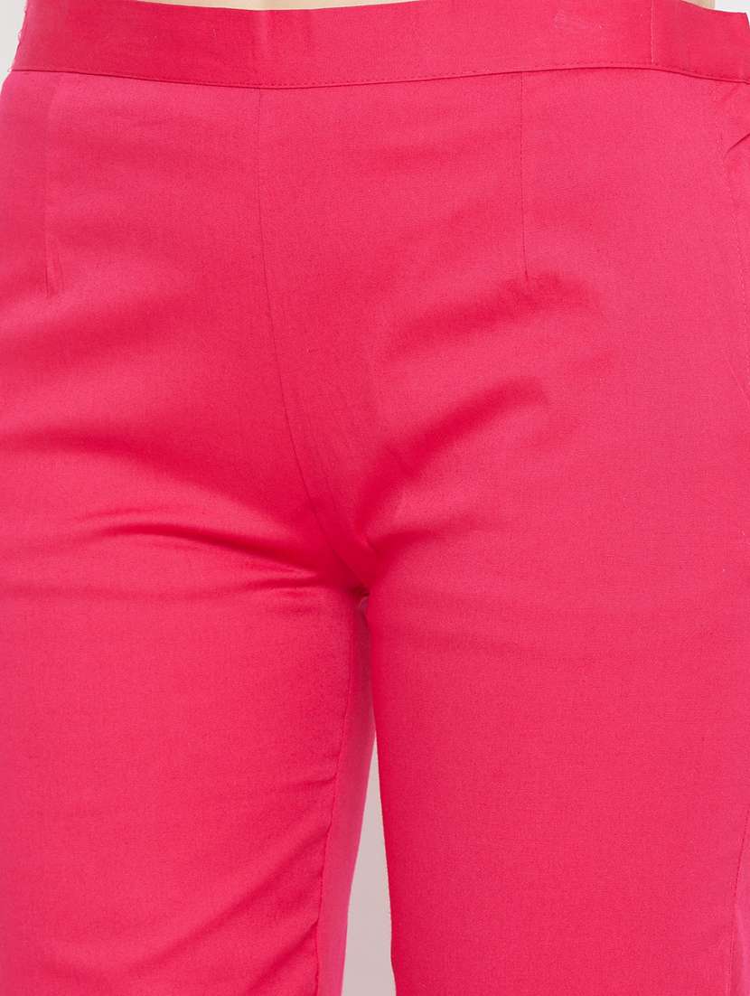 pink solid flat front trouser - 18249506 -  Standard Image - 3