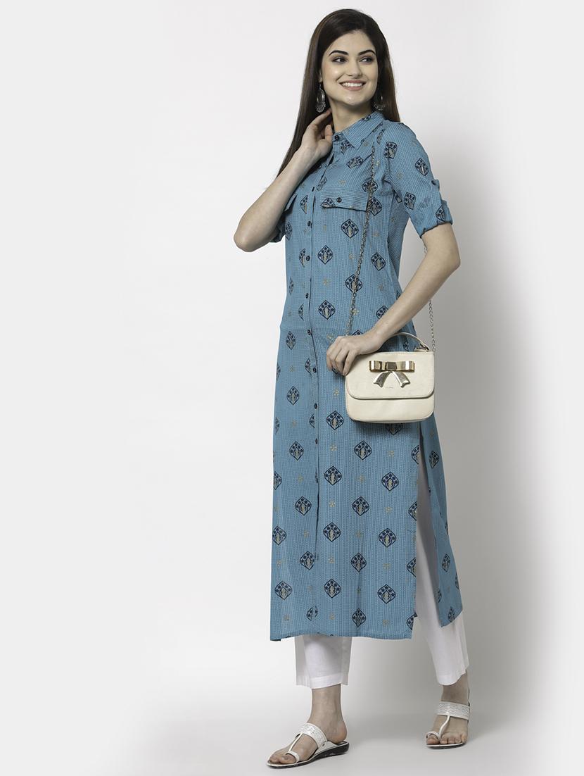 women's straight kurta - 18250192 - Standard Image - 3