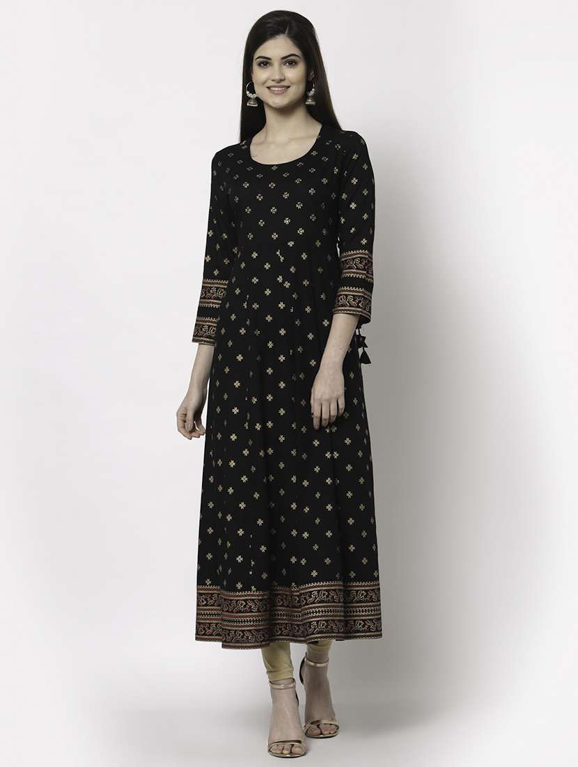 Buy online Black Printed Anarkali Kurta 