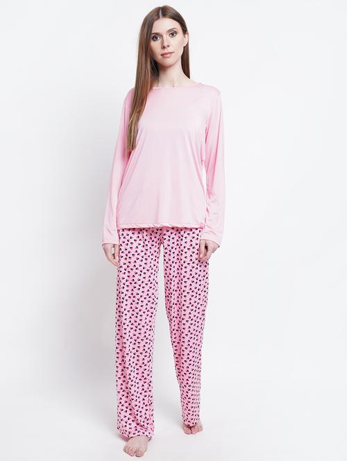 round neck printed nightwear pajama set - 18250365 -  Standard Image - 0