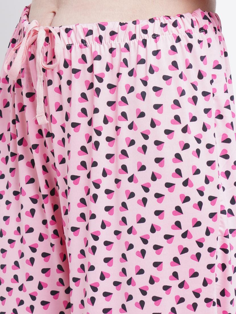 round neck printed nightwear pajama set - 18250365 -  Standard Image - 3