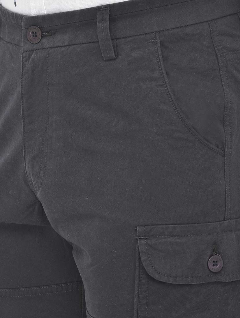 navy blue solid cargos casual trouser - 18250571 -  Standard Image - 5
