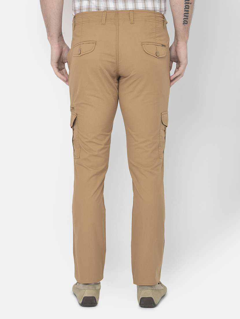 orange solid cargos casual trouser - 18250573 -  Standard Image - 3