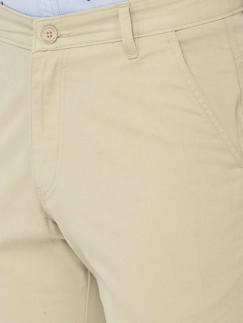 beige solid cargos casual trouser - 18250585 -  Standard Image - 5