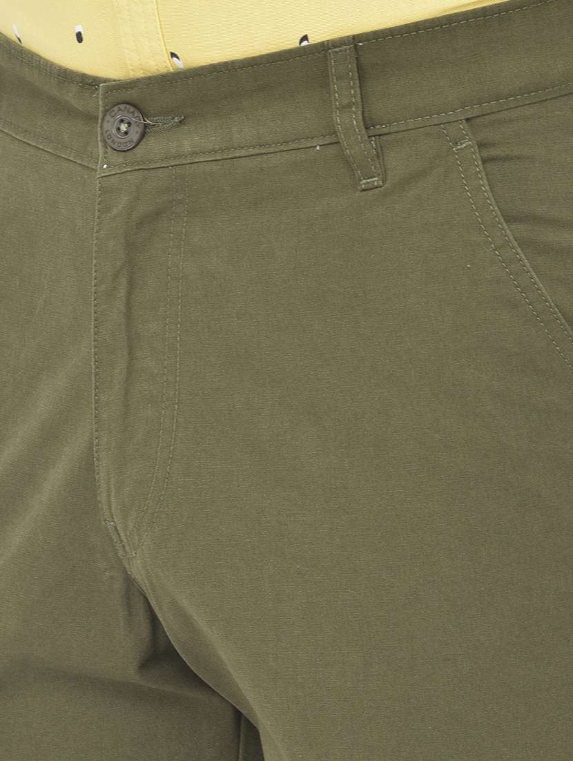green solid cargos casual trouser - 18250586 -  Standard Image - 5