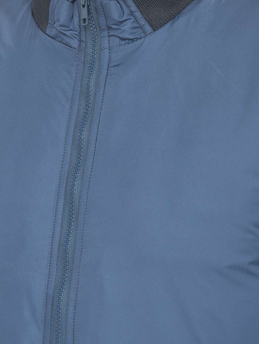blue solid bomber jacket - 18250615 - Standard Image - 5