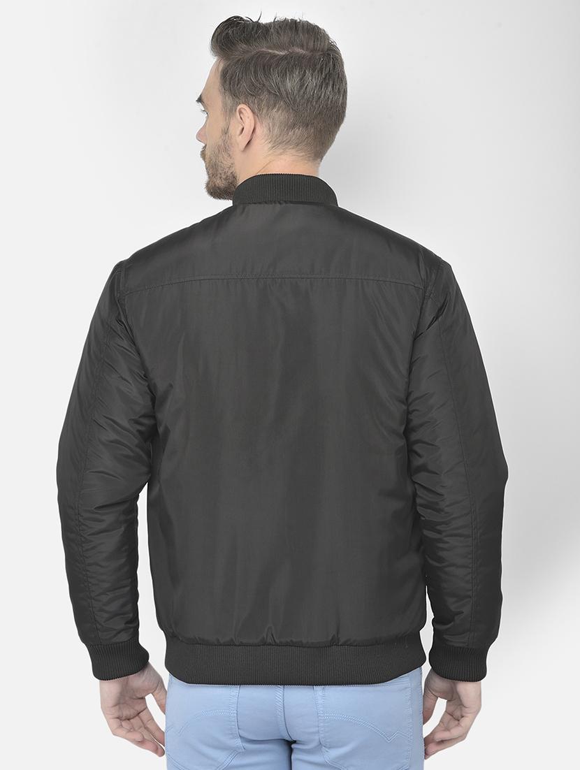 charcoal solid bomber jacket - 18250616 - Standard Image - 3