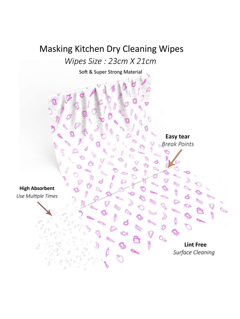 masking kitchen dry cleaning roll wipes towel reusable washable for multipurpose cleaning tissue pink pattern 50 pulls sheet - 18250750 - Standard Image - 3
