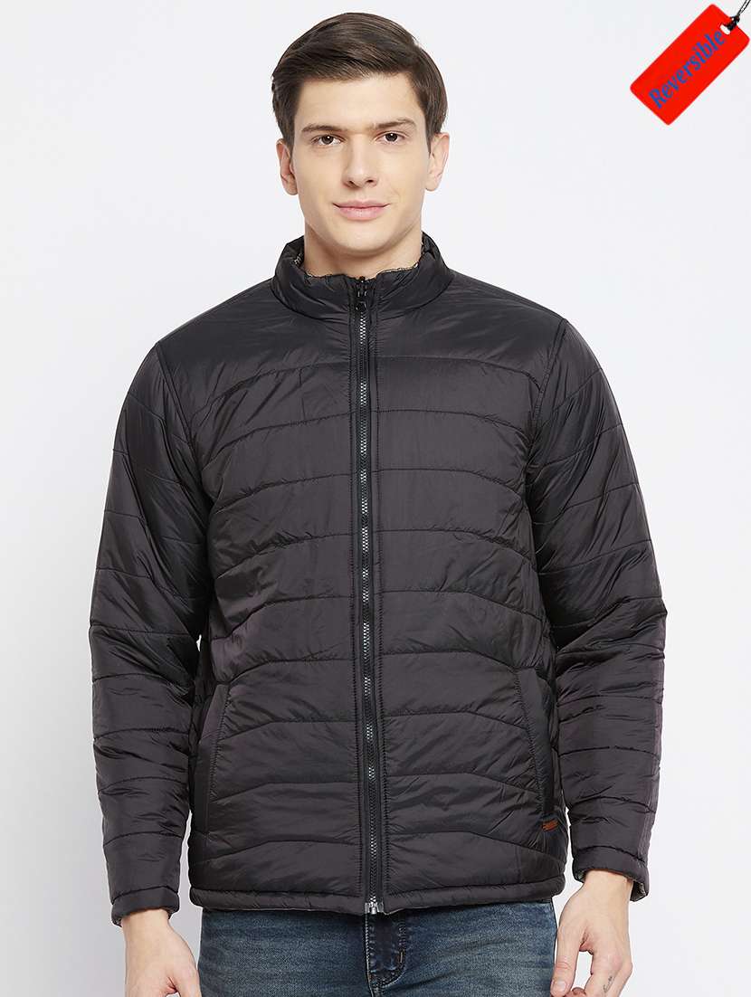 grey solid quilted jacket