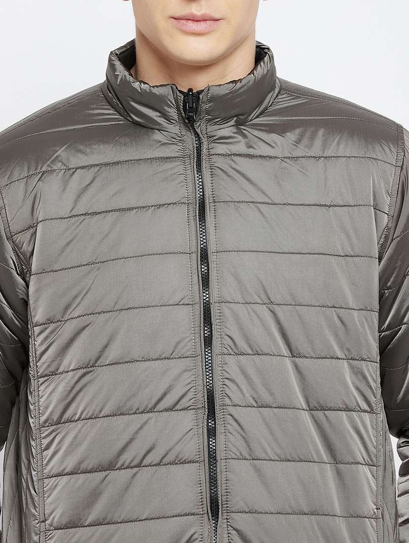grey solid quilted jacket - 18250992 -  Standard Image - 5