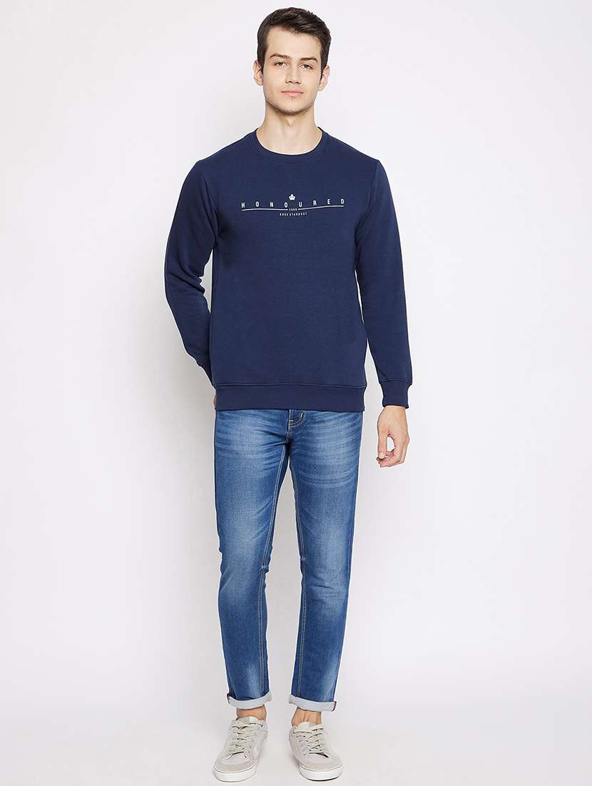 navy blue chest print sweatshirt - 18251123 -  Standard Image - 3