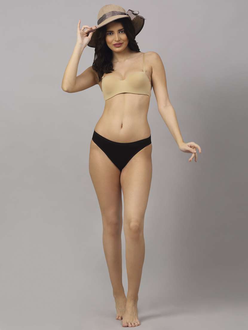 beige solid bras and panty set - 18251223 - Standard Image - 3