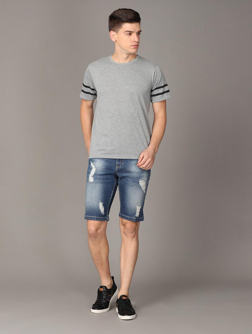 dark blue distressed denim short - 18251497 - Standard Image - 3