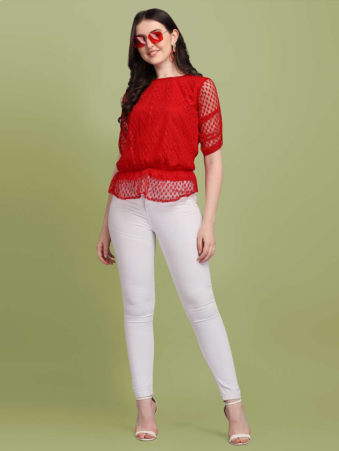 round neck self design  top - 18252070 -  Standard Image - 3