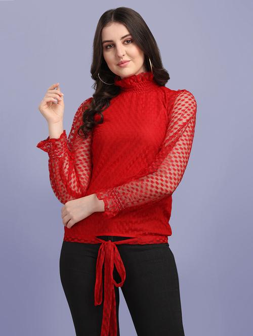 tie front self design top - 18252082 -  Standard Image - 0