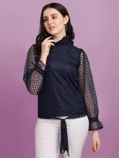 tie front self design top - 18252083 -  Standard Image - 0