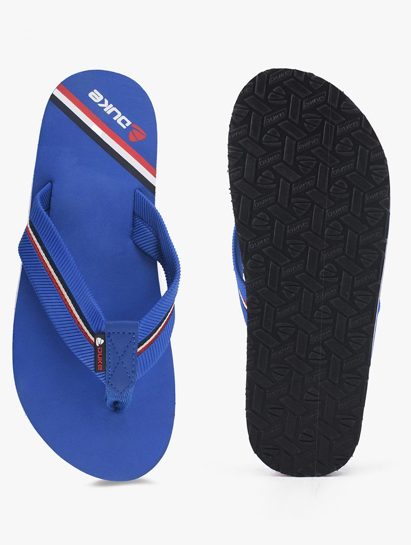 blue synthetic & mesh slip on flip flops - 18253163 - Standard Image - 3