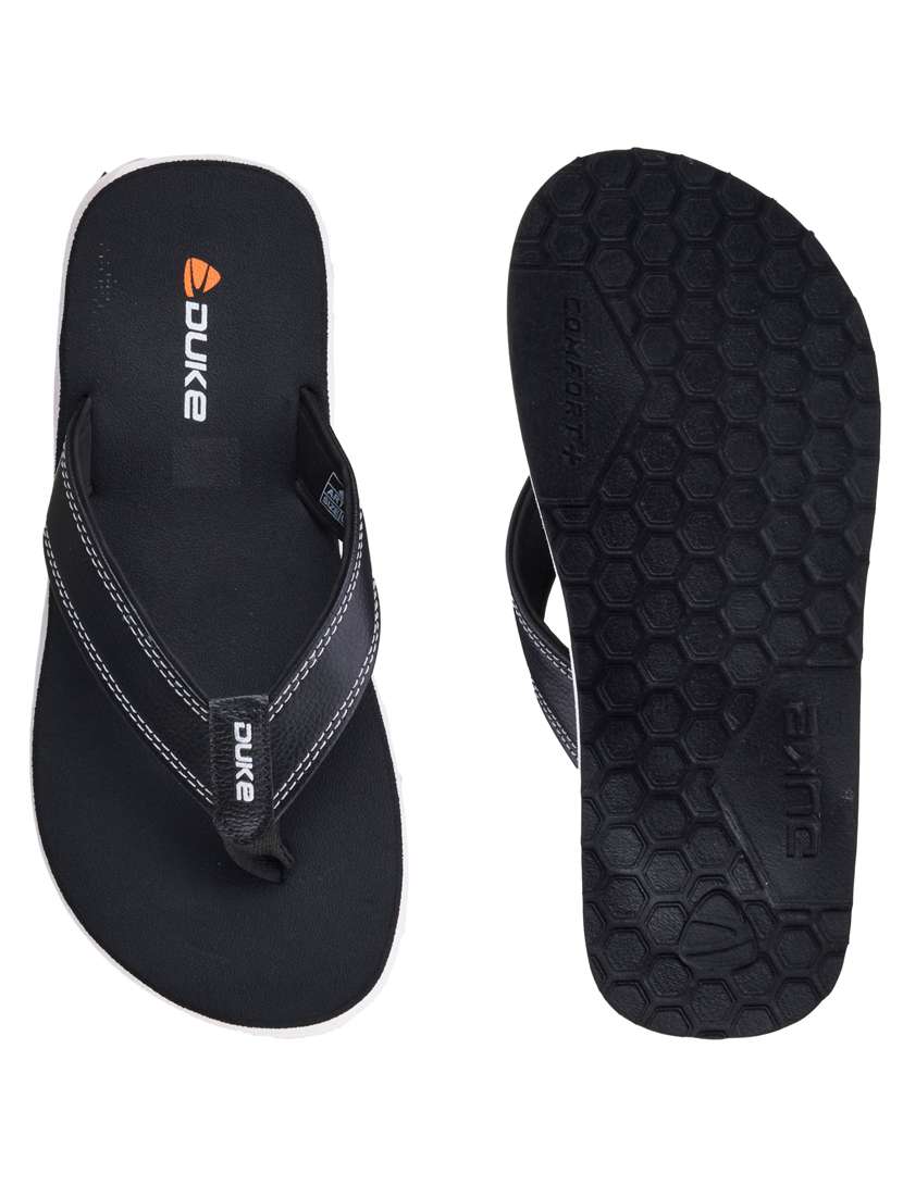black synthetic & mesh slip on flip flops - 18253174 - Standard Image - 3
