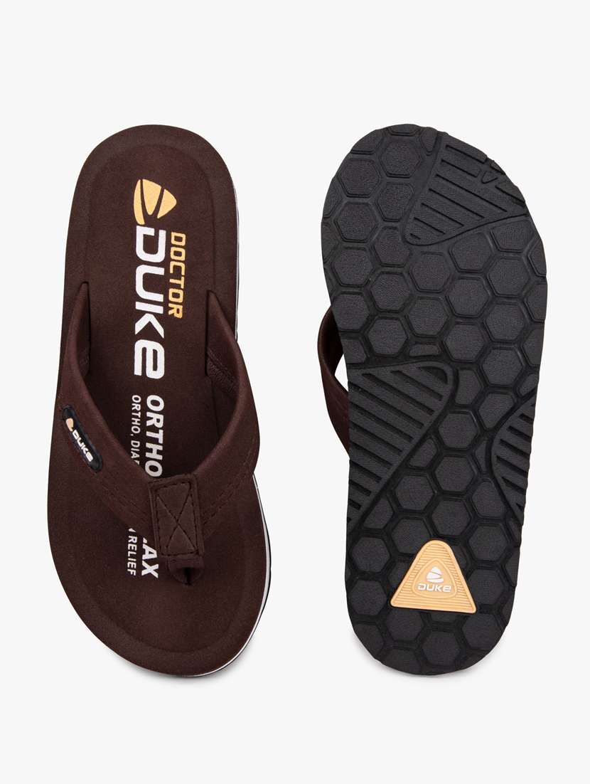 brown synthetic & mesh slip on flip flops - 18253179 - Standard Image - 3