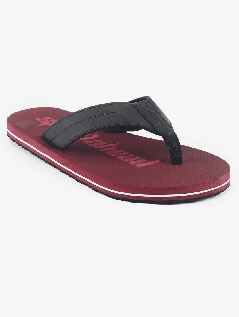 maroon synthetic & mesh slip on flip flops - 18253190 - Zoom Image - 0