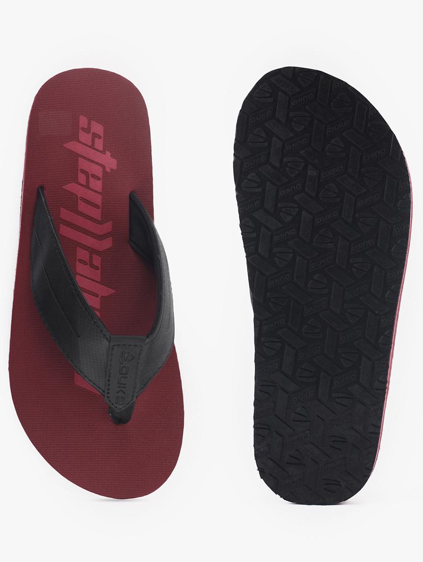 maroon synthetic & mesh slip on flip flops - 18253190 - Standard Image - 3