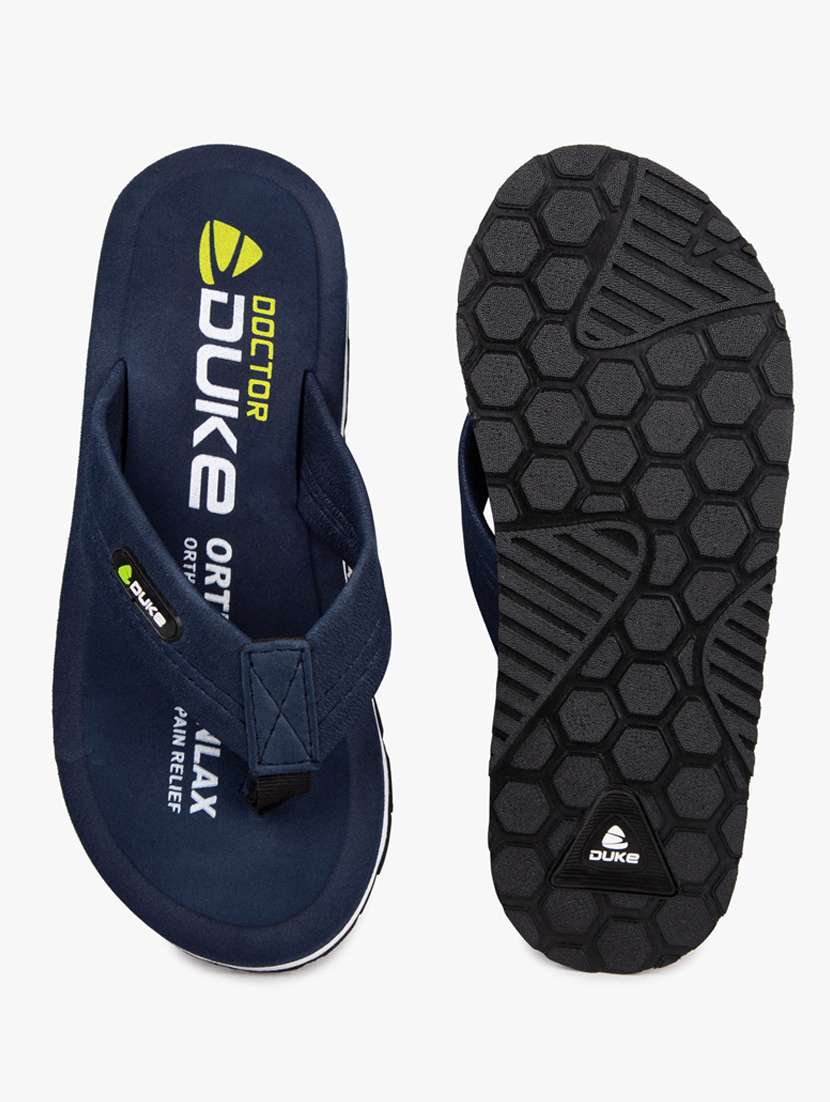 navy synthetic & mesh slip on flip flops - 18253204 - Standard Image - 3